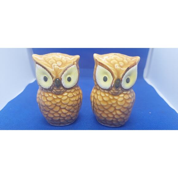 Ceramic Owl Salt & Pepper Shaker Set- Vintage- 3" Tall - Picture 1 of 7